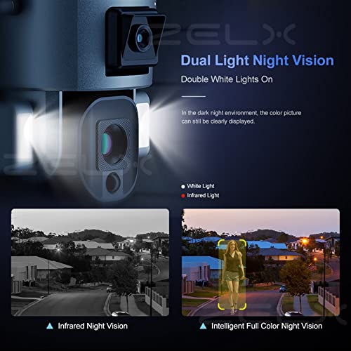 Security Camera Camera 4K 8MP Dual Lens Solar Camera Outdoor 10X Zoom Wireless WiFi Surveillance Camera Floodlight PIR Human Detection PTZ Security Cam Surveillance Camera with Spotlight ( Color : Cam