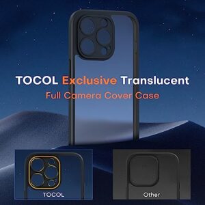 TOCOL 3 in 1 for iPhone 14 Pro Case, [Upgraded Camera Protection] with 2 Pack Screen Protector, [Military Grade Drop Tested] Shockproof Slim Translucent Matte Back Cover 6.1", Black