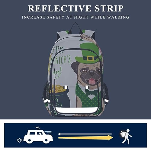 CHIFIGNO Cute Dog St Patricks Day Backpack for School with Laptop Compartment, Sturdy School Backpack with Laptop Compartment, Children Gifts Backpacks for School