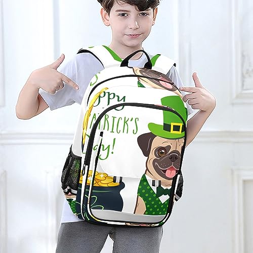 CHIFIGNO Cute Dog St Patricks Day Backpack for School with Laptop Compartment, Sturdy School Backpack with Laptop Compartment, Children Gifts Backpacks for School