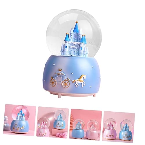 VOSAREA Castle Crystal Ball Princess Castle Snow Globe Castle Snow Globes Musical Castle Globe Music Gifts Girl Gift Table top Decor Glowing Crystal Ball Crystal Ball Gift Musical Ornament