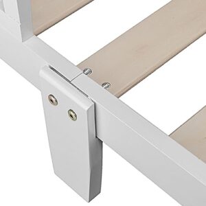 Single Layer Vertical Board with guardrail Pine Wood Bed (White)