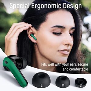 2 Sets Wireless Earbuds Bluetooth Headphones 60H Playtime Ear Buds with LED Power Display Charging Case Earphones in-Ear Earbud with Microphone for Android Cell Phone Gaming PC Laptop Green + Purple