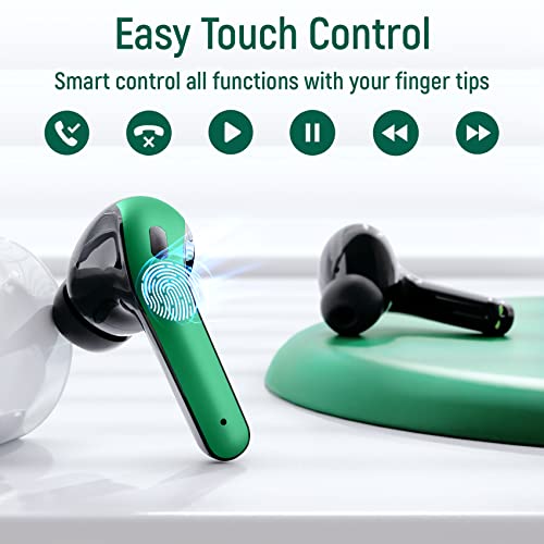 2 Sets Wireless Earbuds Bluetooth Headphones 60H Playtime Ear Buds with LED Power Display Charging Case Earphones in-Ear Earbud with Microphone for Android Cell Phone Gaming PC Laptop Green + Purple