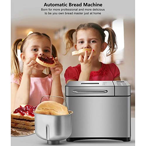 Automatic Bread Machine, Family Bread Maker Professional Non-Stick Breadmaker with Automatic Fruit Nuts Dispenser, 17 Progammes, 15 Hours Timing, 500g /750g/ 1000g Weight Settings