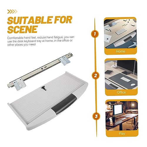 DOITOOL 1 Set Desk Tray Plastic Trays Office Desk Accessories Keyboard Tray Drawer Keyboard Slide Out Tray Keyboard Stand Keyboard Shelf Under Desk Sliding Bracket Computer Desk abs