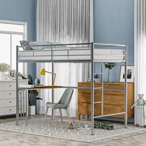 deyobed twin size metal loft bed frame with desk and spacious under-bed design - tailored for kids and teens