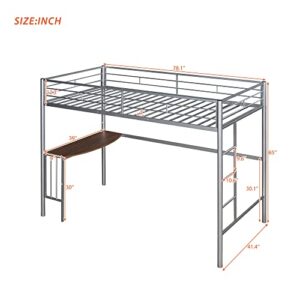 DEYOBED Twin Size Metal Loft Bed Frame with Desk and Spacious Under-Bed Design - Tailored for Kids and Teens