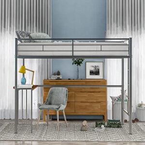 DEYOBED Twin Size Metal Loft Bed Frame with Desk and Spacious Under-Bed Design - Tailored for Kids and Teens