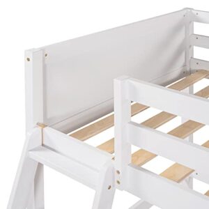 DEYOBED Twin Size Wooden Loft Bed Frame with Ladder - Space-Saving Design for Kids, Teens, and Adults