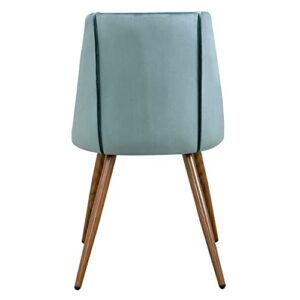 Fangflower Accent Velvet Dining Armless Chairs Set of 4, Mid Century Modern Upholstered Side Seat with Metal Legs for Living Room Kitchen Lounge Farmhouse, Lake Green, Set of 2