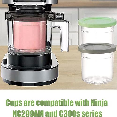 2/4/6PCS Creami Pint Containers , for Creami Ninja Ice Cream Deluxe ,16 OZ Ice Cream Pint Cooler Dishwasher Safe,Leak Proof Compatible with NC299AMZ,NC300s Series Ice Cream Makers ,Pink+Green-6PCS