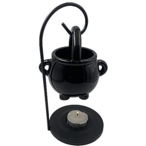 Hanging Cauldron Pagan Oil Burner with Handle, Halloween Wax Melter Cauldron, Halloween Ornament Wax Burner, Spirit Meditation Decorations, Essential Oil Incense Aroma Diffuser Home Decor