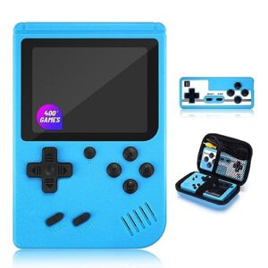 retro handheld game console,handheld game console， 400+ classical fc games,portable gaming kids electronics with color case mini video games gameboy support connecting tv & 2 players(blue 400)