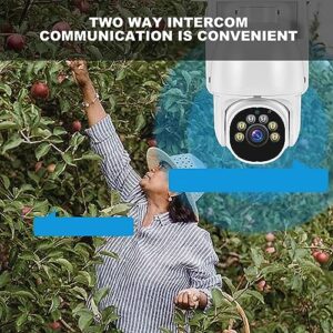 Solar Powered 1080P Security Camera 355° Pan Tilt AI Human Detection 2 Way Talk Extended Battery Life for Yard Factory Orchard Night Security Camera