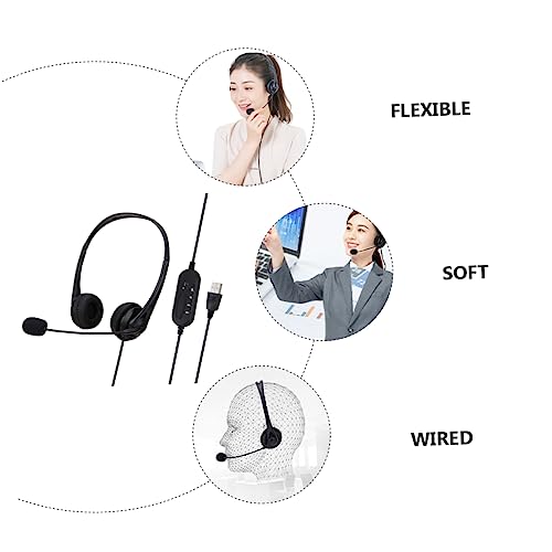 UKCOCO 2pcs Business Traffic Headset Noise Cancelling Earphones Wired Over Ear Headphones Corded Headphones Earphones with mic Wire Control Headset Headphones with mic Sponge USB
