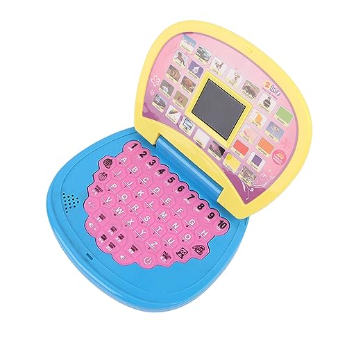 DAUZ Childrens Laptop Toy Interactive Brain Training Kids Educational Multifunctional Kids Indoor LED Screen Toy (Yellow Blue)