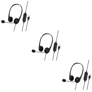 ukcoco 3pcs business traffic headset earphones with mic office computer headphone usb headphones usb headset with microphone noise gaming headphones with mic student sponge wire control