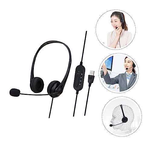 UKCOCO 3pcs Business Traffic Headset Earphones with mic Office Computer Headphone USB Headphones USB Headset with Microphone Noise Gaming Headphones with mic Student Sponge Wire Control