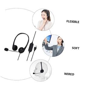 UKCOCO 3pcs Business Traffic Headset Earphones with mic Office Computer Headphone USB Headphones USB Headset with Microphone Noise Gaming Headphones with mic Student Sponge Wire Control