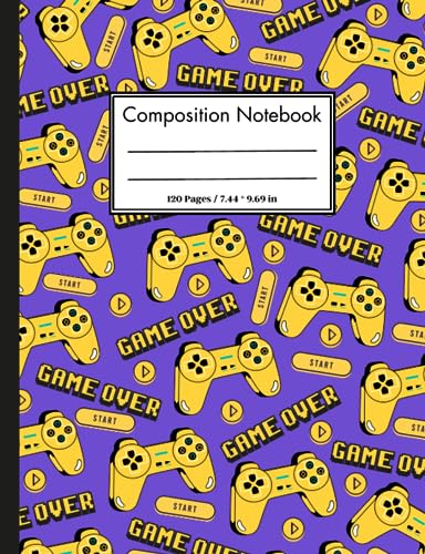 Wide Ruled Composition Notebook: Video Game Controllers: Kids, Teens, Girls, and Boys