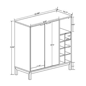 Ufyerutg Designs Bar Cabinets, Sideboards and Buffets with Storage Coffee Bar Cabinet, Wine Racks Storage Server Dining Room Console (Black, 34 Inch)