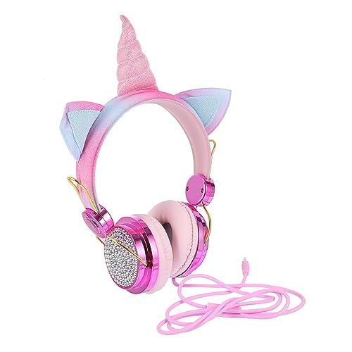 UKCOCO Headphones with mic Noise canceling Headphones Noise Cancelling Headphone Headphones for Computer Headphones for Cat Ear Game Headset Pink Headphones abs with Wheat