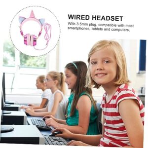 UKCOCO Headphones with mic Noise canceling Headphones Noise Cancelling Headphone Headphones for Computer Headphones for Cat Ear Game Headset Pink Headphones abs with Wheat