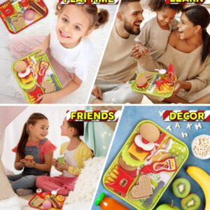 Mozlly Kitchen Food Playset - Cute Fast Food Playset with Trays, Plates, Fork, Soda Cup - Deluxe Fast Food Toy Set for Kids for Pretend Play Snack Parties, and Birthday Surprise Gift Play Food Set