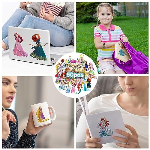 Princess Party Favors Keychains Bulk Cartoon Princess Party Supplies Stickers Gift Set Include 24PCS Keychains and 50 PCS Stickers, Unique Pattern for Carnival Prizes Girls Birthday Party