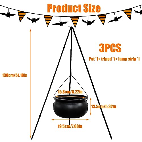 Witches Cauldron Large Witches Cauldron on Tripod with Lights Halloween Decorations Black Witch Decor for Outedoor Halloween Yard Decorations Home Decor