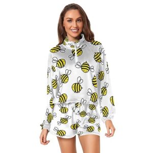 kigai flying bee jogging suits for women lounge cozy long sleeve half zip lapel collar sweatsuit set,xl