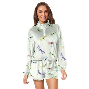 kigai colorful dragonfly jogging suits for women lounge cozy long sleeve half zip lapel collar sweatsuit set,xl