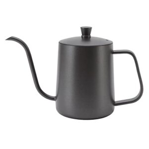 ikunde long narrow coffee kettle black stainless steel rustproof small pour over kettle with lid for home 600ml