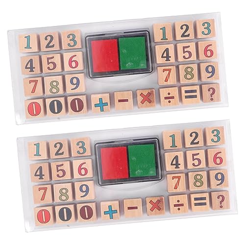 Tofficu 2 Sets kidcraft playset Number Stamps Wooden Stamp kit Wooden Stamp for Scrapbooking Wooden for Card Making Number Stamper Number Signet Stamper Seal die Bamboo Boxed