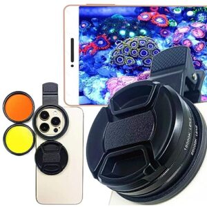 color fish tank, coral reef fish tank phone lens filter，remove the blue light from the water tank and increase the color of coral, fish, and plants in the water. 52mm orange, yellow filters
