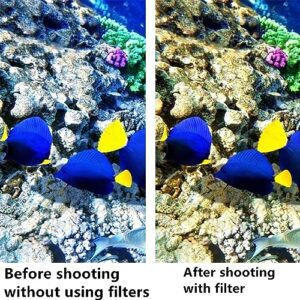 Color Fish Tank, Coral Reef Fish Tank Phone Lens Filter，Remove The Blue Light from The Water Tank and Increase The Color of Coral, Fish, and Plants in The Water. 52mm Orange, Yellow Filters