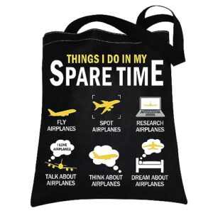 airplane lover gifts airplane tote bag things i do in my spare time airplane enthusiast aviation pilot gifts canvas tote bag (time airplane tote)
