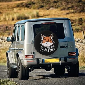 Just A Girl Who Loves Foxes,Funny Tire Cover Universal Fit Spare Tire Protector for Truck SUV Trailer Camper Rv