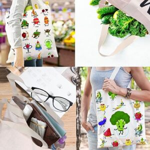 Funny Vegetable Fruit Canvas Tote Bag for Women Vegetable Print Tote Bag Reusable Grocery Bag Fruit Gift for Vegetable Lovers (Vegetable Tote Bag)