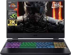 acer 2023 newest nitro 5 gaming laptop, 15.6" qhd ips 165hz display, amd ryzen 7 6800h up to 4.7ghz, nvidia geforce rtx 3070 ti, 16gb ddr5 ram, 1tb ssd, wi-fi 6e, backlit keyboard, windows 11 home