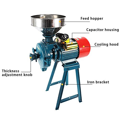 Electric Mill Grain Grinder, 110V 2200W Corn Rice Wheat Sorghum Grinder Machine, Electric Feed Mill Dry Cereals Grinder Machine With Funnel, Commercial Wheat Feed/Flour Dry Cereal Machine