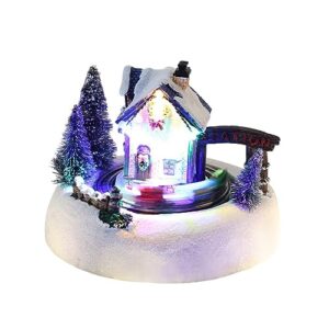 christmas rotating musical collectible buildings decoration luminous house christmas village figurines snow globe led light for home decor gift for kids boy girls, type 3