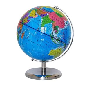 geographic globe Global 9.8" Blue Ocean World Globe With Metal Base Desktop Earth Globe Educational Geography Globes Of Earth For Kids & Adult world globe gift (Diameter 7.8"+ar) (