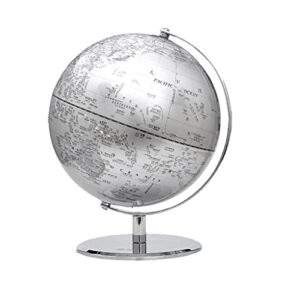 world globe world globe latitude longitude world desk globe with chrome metal base stand and high clear map earth globe for home office globes decor (25cm blue) (25cm silver with l