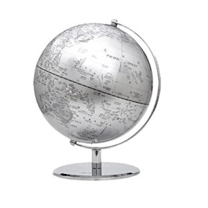 World Globe World Globe Latitude Longitude World Desk Globe With Chrome Metal Base Stand And High Clear Map Earth Globe For Home Office Globes decor (25cm Blue) (25cm Silver With L