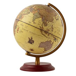geographic globe vintage 9.8 inch diameter world globe antique desktop globes illuminated world globe with wooden stand built in led for kids world globe gift (world globe) (world