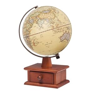 world globe led illuminated world globe for kids with wooden drawer stand raised relief vintage world globe 20cm/7.8" earth geography globe globes decor (world globe) (world globe