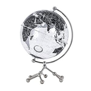 world globe 7.8in clear acrylic world globe 12” tall table top 360-degree rotation earth globe earth globe with metal tripod stand for desk globes decor (black) (black)
