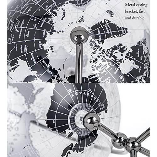 World Globe 7.8in Clear Acrylic World Globe 12” Tall Table Top 360-degree Rotation Earth Globe Earth Globe With Metal Tripod Stand For Desk Globes decor (Black) (Black)